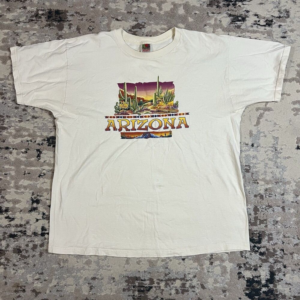 Vintage Fruit Of The Loom Arizona Shirt Mens XL Cactus Southwest Desert Cotton